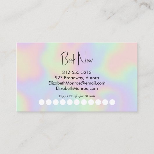 Carte De Visite Holographique Opal Gemstone Loyauté (Dos)