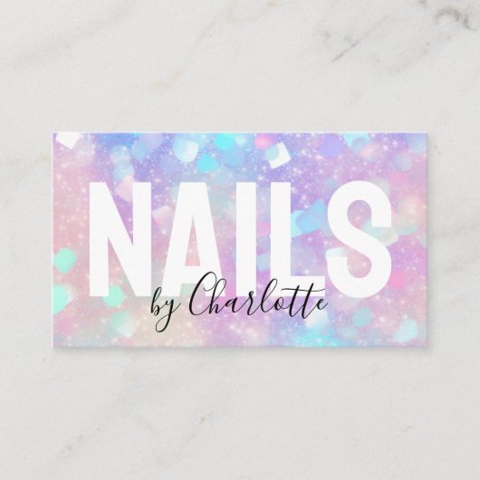 Carte De Visite Holographique Opal Parties scintillant QR Code Nai (Devant)