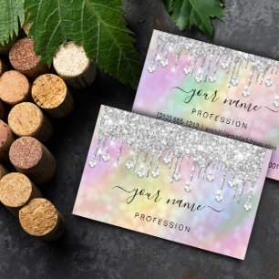 Carte De Visite Holographique Parties scintillant Argent Drives ma