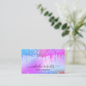 Carte De Visite Holographique Parties scintillant bleu rose Drives (Debout devant)