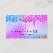 Carte De Visite Holographique Parties scintillant bleu rose Drives (Devant)