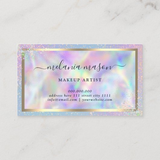 Carte De Visite Holographique Parties scintillant de glam Élégant  (Dos)