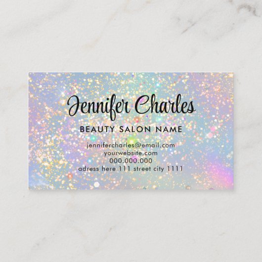 Carte De Visite Holographique Parties scintillant de glam Élégant (Dos)