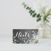 Carte De Visite Holographique Parties scintillant Nail Salon Éléga (Debout devant)