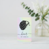 Carte De Visite Holographique Pastel Rainbow Unicorn Afro Hair Gir (Debout devant)