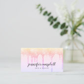 Carte De Visite Holographique pastel rose parties scintillant gout (Debout devant)
