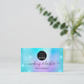 Carte De Visite Holographique Pearly Blue Logo Lash Nails de maqui (Debout devant)