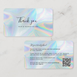 Carte De Visite Holographique QR Code marque propriétaire Merci
