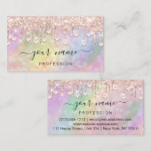 Carte De Visite Holographique Rose Drips maquillage Artiste (Devant / Derrière)