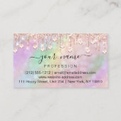Carte De Visite Holographique Rose Drips maquillage Artiste (Dos)