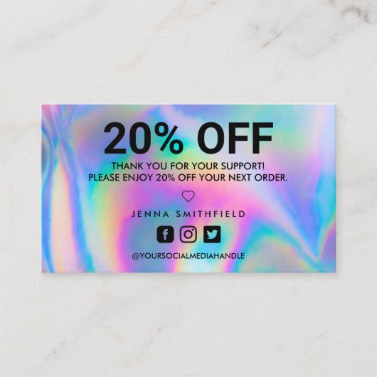 Carte De Visite Holographique Salon tendance Merci (Devant)