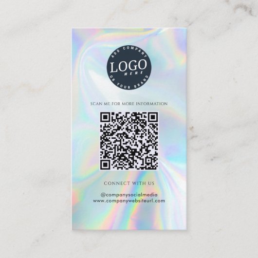 Carte De Visite Holographique Social Media QR Code Site Web (Devant)