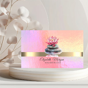 Carte De Visite Holographique tendance, Or, Lotus, Stones Zen
