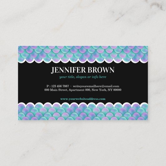 Carte De Visite Holographique turquoise rose (Dos)