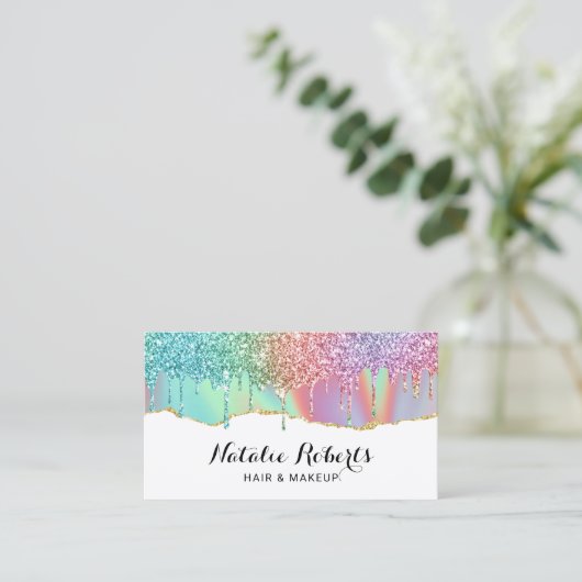 Carte De Visite Holographique Unicorn Parties scintillant Drives B (Debout devant)