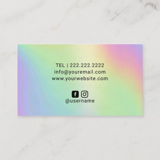 Carte De Visite Holographique Unicorn Parties scintillant Drives M (Dos)