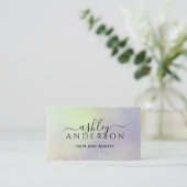 Carte De Visite Holographique Unicorne maquillage ongles de cheveu (Debout devant)