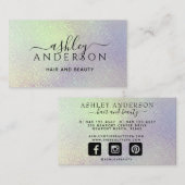 Carte De Visite Holographique Unicorne maquillage ongles de cheveu (Devant / Derrière)