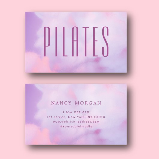 Carte de visite holographique violette Pilates