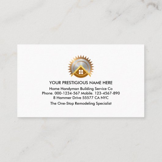 Carte De Visite Home Building Handyman Frame (Dos)
