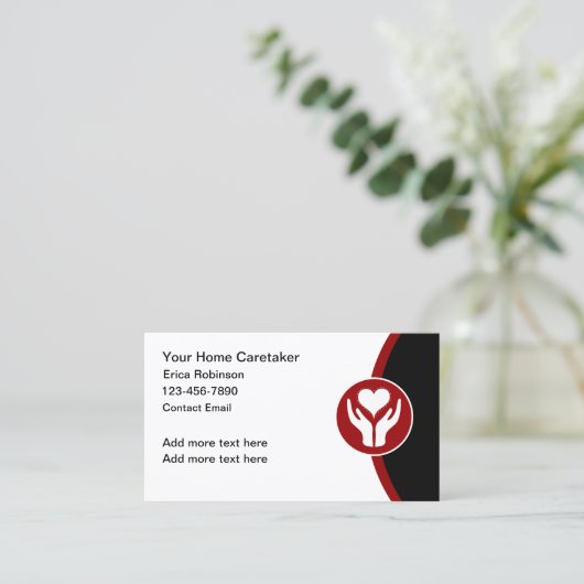 Carte De Visite Home Caretaker Compagion Thème Coeur (Debout devant)