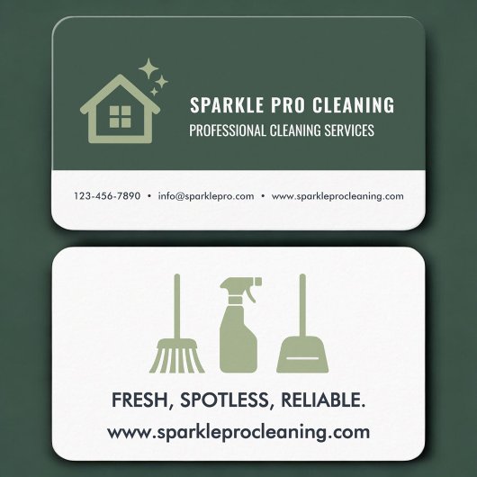 Carte De Visite Home Cleaning Service Green Professional