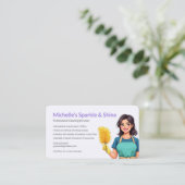 Carte De Visite Home Cleaning Service Purple (Debout devant)