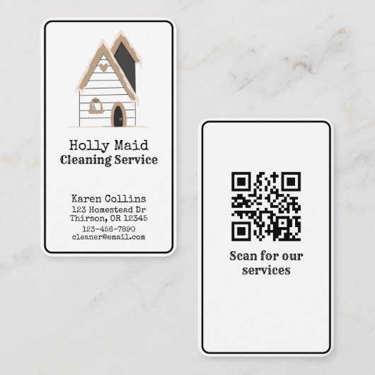 Carte De Visite Home Cleaning Services Code QR mignon (Devant / Derrière)