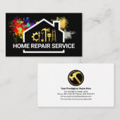 Carte De Visite Home Frame Paint Splatter Handyman (Devant / Derrière)