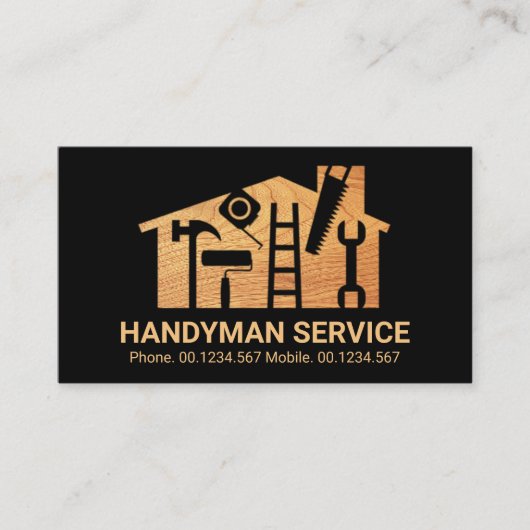 Carte De Visite Home Handyman Tools Wood Grain (Devant)