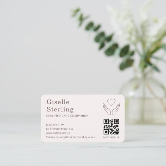 Carte De Visite Home Help Caregiver QR Code (Debout devant)