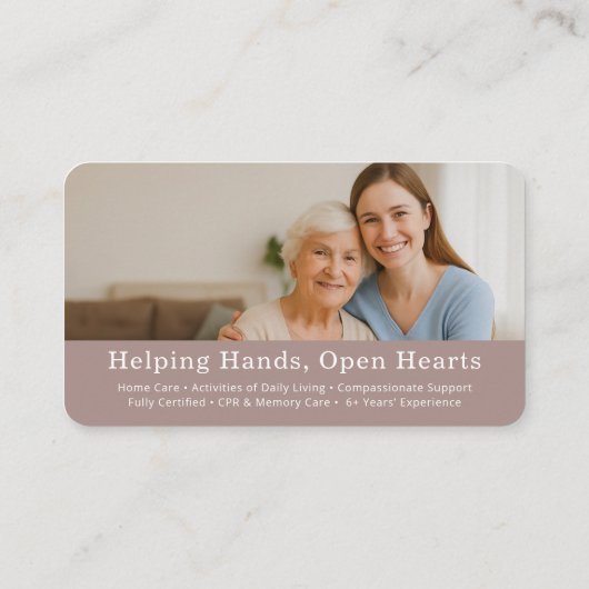 Carte De Visite Home Help Caregiver QR Code (Dos)