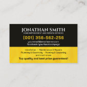 Carte De Visite Home improvement and repair handyman services (Dos)