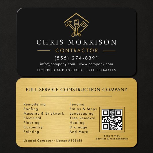 Carte De Visite Home Improvement QR Code Metallic