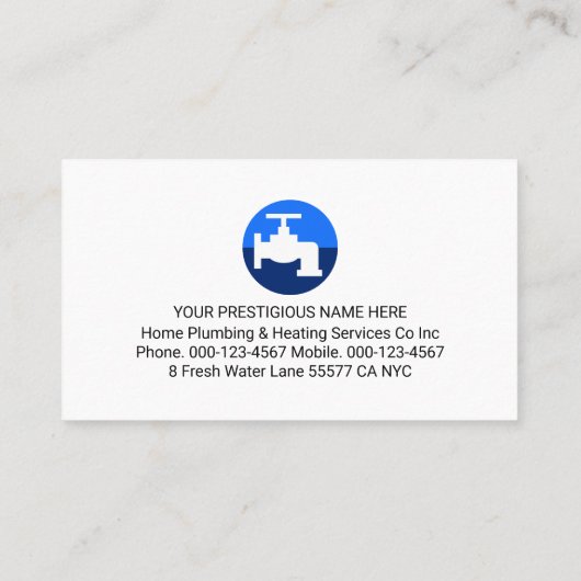 Carte De Visite Home Plumbing Faucet Pipeline Plumber Service (Dos)