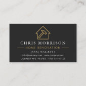 Carte De Visite Home Renovation Contractor Builder Black Gold (Devant)