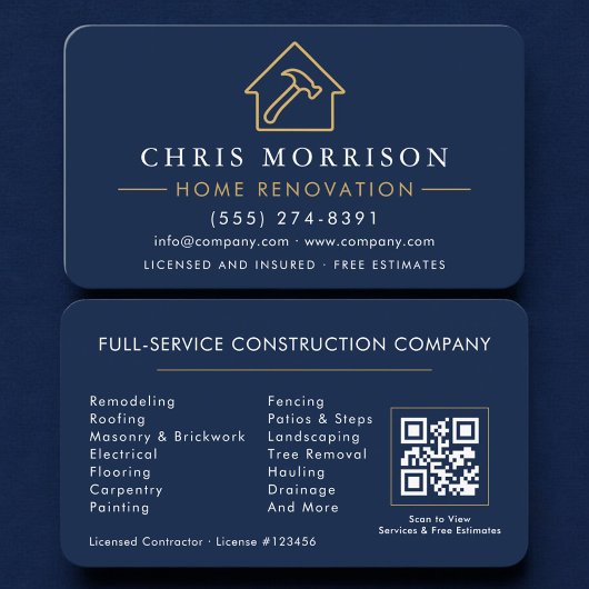 Carte De Visite Home Renovation QR Code Professional