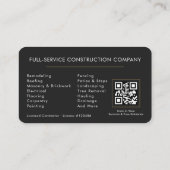 Carte De Visite Home Renovation Repair QR Code Professional (Dos)