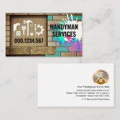 Carte De Visite Home Repairs Brick Wall Paint Splatter  (Devant / Derrière)