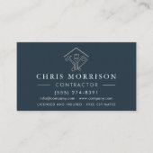 Carte De Visite Home Repairs Contractor Blue Silver QR Code (Devant)