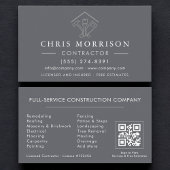 Carte De Visite Home Repairs Contractor Gray Silver QR Code
