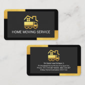 Carte De Visite Home Truck Movers On Black Gold Tab Corners (Devant / Derrière)