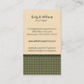 Carte De Visite Homespun En vichy Willow Tree Pays primitif (Dos)