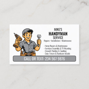 Carte De Visite Homme à tout faire gris dessin animé outil QR répa