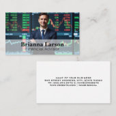 Carte De Visite Homme d'affaires devant les tableaux financiers (Devant / Derrière)