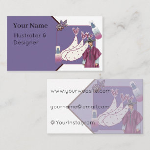 Carte De Visite Homme en Hanbok Violet & Art de Tempura