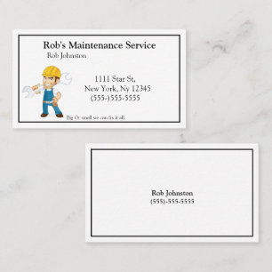 Carte De Visite Homme Handyman Maintenance Repar