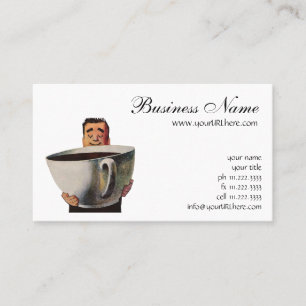 Carte De Visite Homme heureux vintage buvant une tasse géante de c