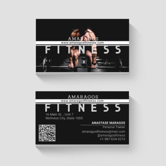 Carte De Visite Homme Poids Fitness Noir Blanc