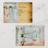 Carte De Visite HOMME VITRUVIEN, Parchemin Brown antique (Devant / Derrière)